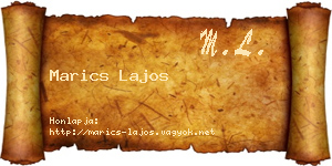 Marics Lajos névjegykártya